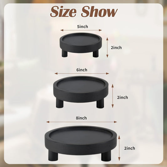 3PCS Wooden Display Risers for Display,Wood Riser Display Pedestal Stand for Home Décor (Modern Black,8,6,5'')