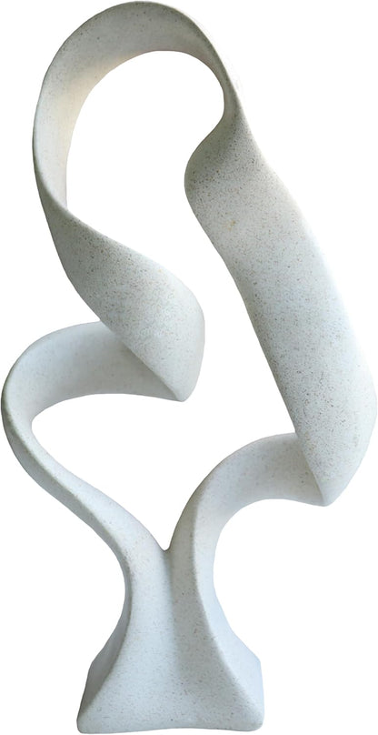 10" Modern Abstract Ribbon Decorative Sculpture, Knot Sculptures,Home Decor,Coffee Table Statues,Dining Living Room Desk Decor（White）