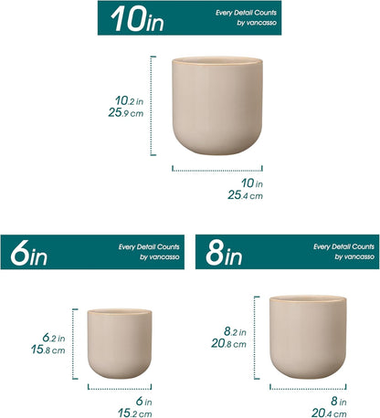 vancasso Ceramic Plant Pots, 4+5+6 inches, Set of 3, Planters with Drainage Hole, Flower Pots Planters Pots for Indoor Plants, Modern Indoor Decorative Garden Pot, Home Decor, White