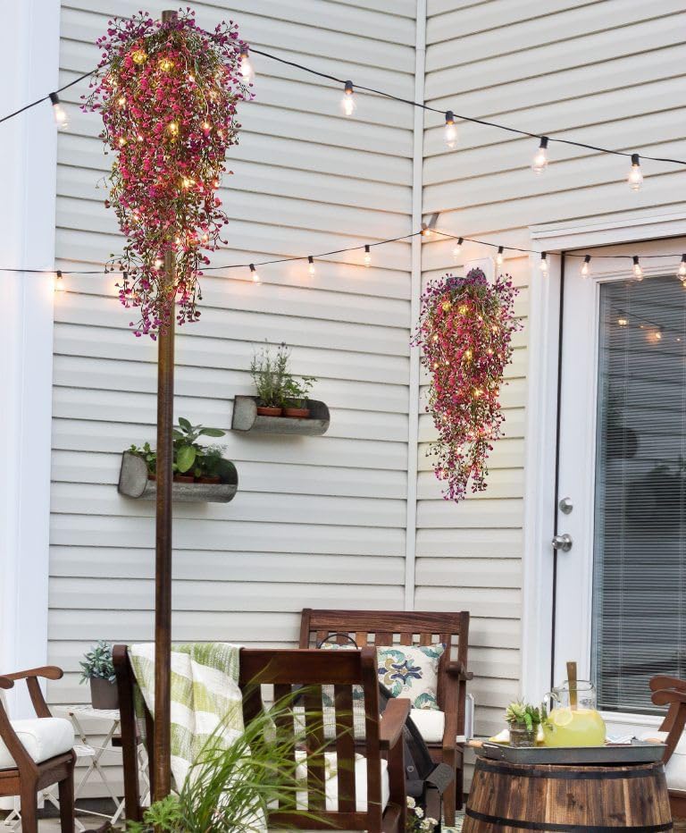 RECUTMS Fake Hanging Plants Artificial Ferns for Outdoor Hanging Faux Plants Vine Ivy Faux Fern Hanging Vines Wall Plants for Home Garden Party Wedding Decor (White 4P)