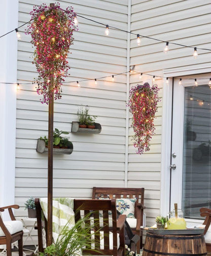 RECUTMS Fake Hanging Plants Artificial Ferns for Outdoor Hanging Faux Plants Vine Ivy Faux Fern Hanging Vines Wall Plants for Home Garden Party Wedding Decor (White 4P)