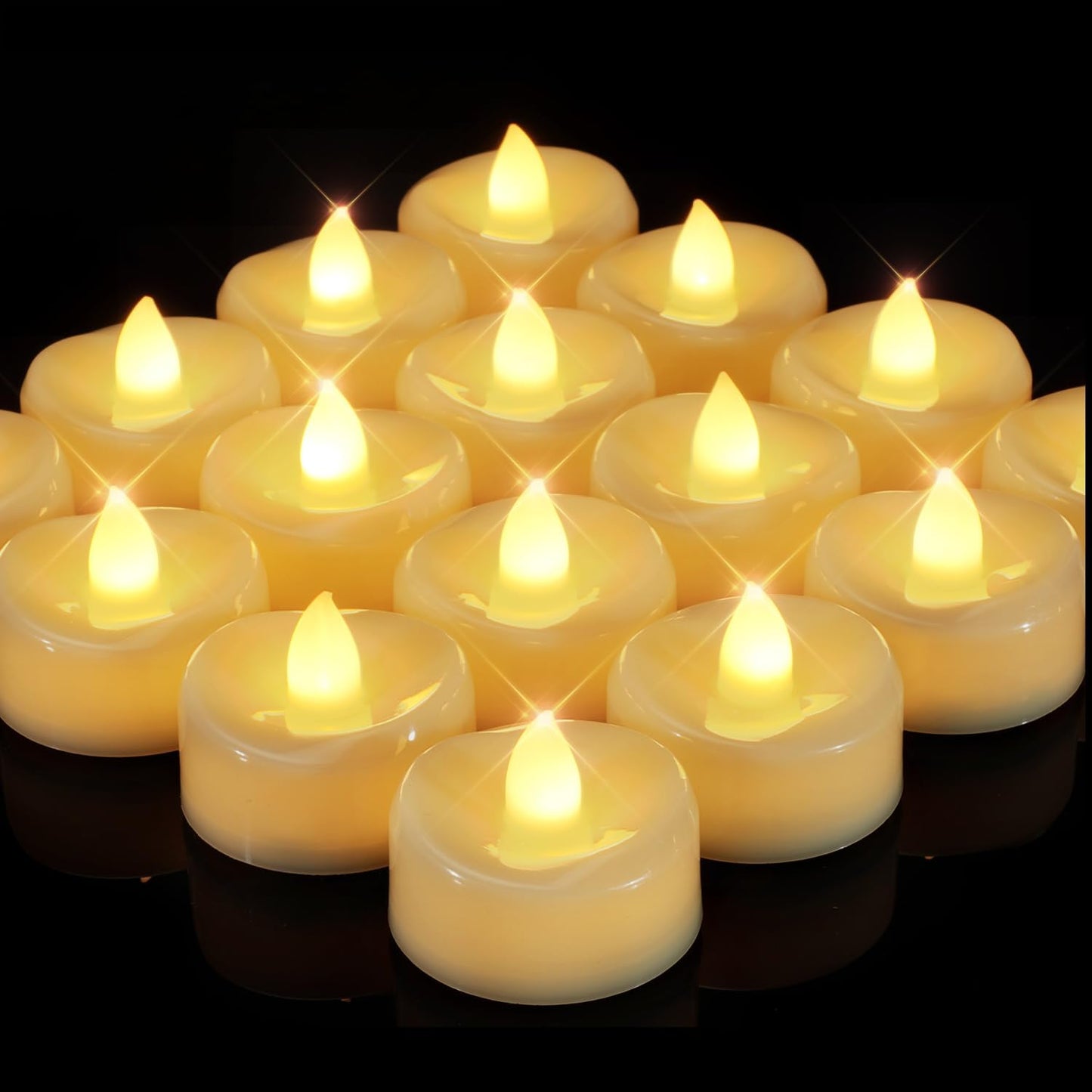 merrynights LED Candles, Tea Lights Candles Battery Operated Bulk, 50-Pack Long-Lasting 200 Hours Flameless Tealight Candles, Realistic Tea Lights for Christmas Halloween Wedding, 1.5'' D X 1.25'' H