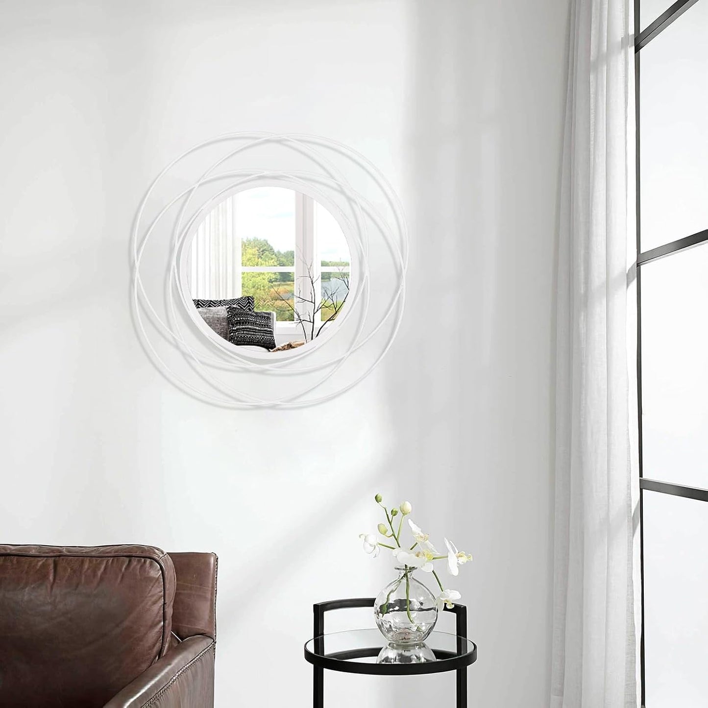 Gold Sunburst Mirrors for Wall Decorative Metal Round Art Mirrors Large Wall Decor Hanging Mirror for Bathroom Bedroom Living Room Vanity Entryway 16"