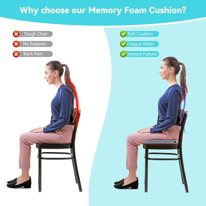 Seat Cushions for Office Chairs Wheelchair Cushion for Long Sitting Back Pain，Memory Foam Seat Car Computer Desk Chair Cushion，Coccyx Cushion for Tailbone Pain Relief Cushion Office Chair Black