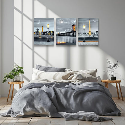 MHARTK66 Wall Art for Bedroom Wall Decor for Living Room Office Decor Abstract Mountain Aurora Landscape Painting 3 Piece Scenic Framed Canvas Art Prints Ready to Hang Kitchen Wall Pictures Home Decor