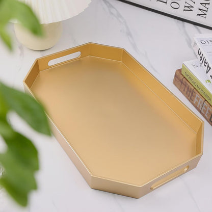 Green Decorative Tray with Handles, Versatile Serving Tray for Coffee Table, Ottoman, Ideal for Serving, Displaying, Organizing, 15.7"*10.2"*1.57"