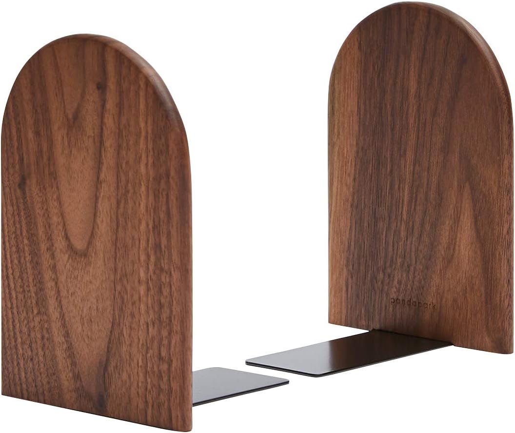 Pandapark Wood,Non-Skid Bookend for Shelves,Heavy Duty,Book Stand for CDs,1 Pair