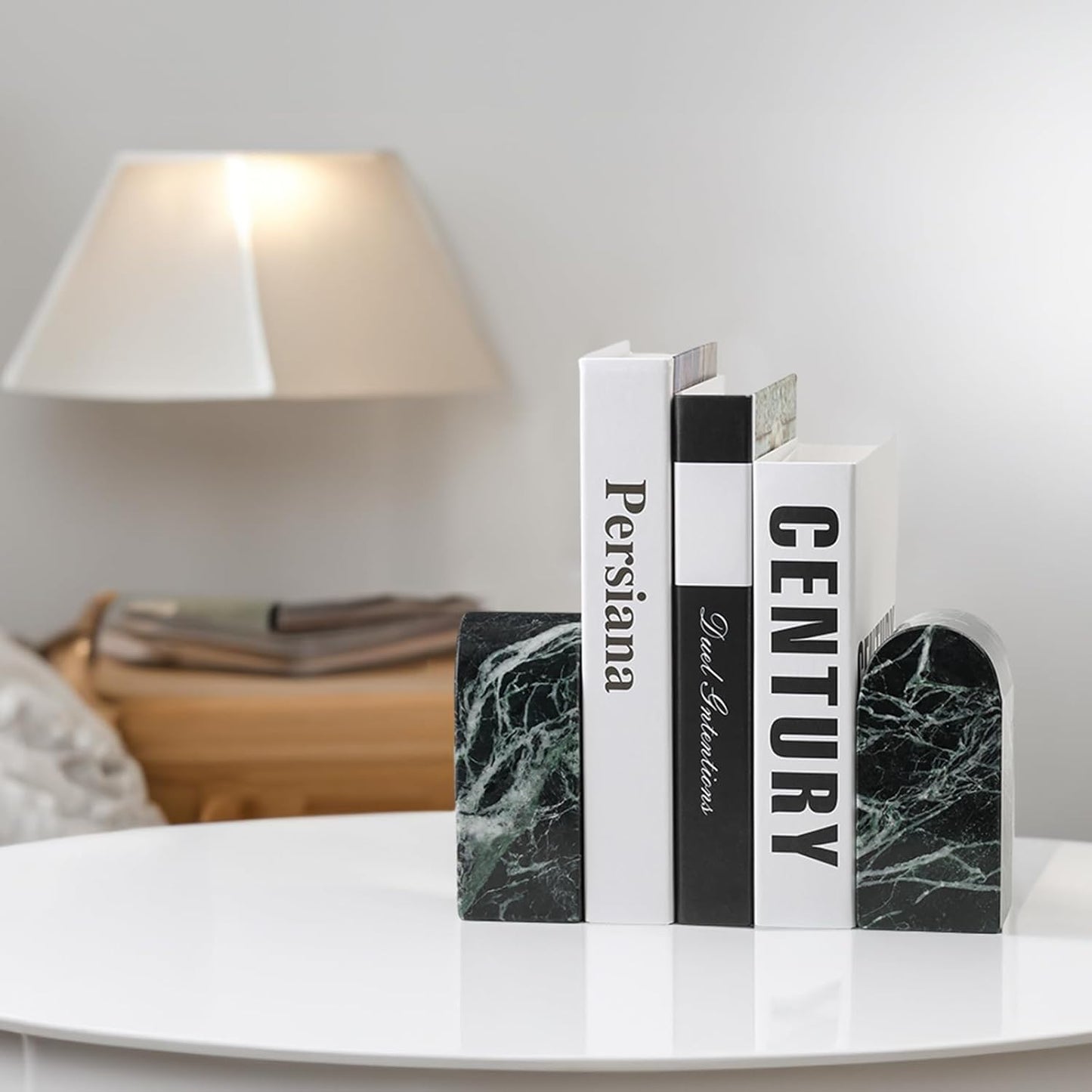 Koville African Natural Marble Bookends for Shelves, Non-Slip Book Ends, 13LBS Ultra Heavy Duty Marble Book Holder Organizer, Apartment Decor for Movies/CD/Video Games(Namib Fantasy)