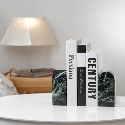 Koville African Natural Marble Bookends for Shelves, Non-Slip Book Ends, 13LBS Ultra Heavy Duty Marble Book Holder Organizer, Apartment Decor for Movies/CD/Video Games(Namib Fantasy)