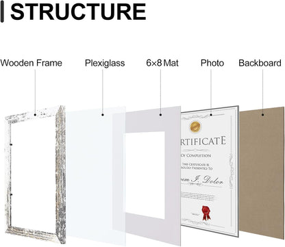 Vittanly 8x10 Picture Frames Set of 9, Shatter Resistant Plexiglass, Display 5x7 Pictures with Mat or 8x10 without Mat, Photo Frames for Wall or Tabletop, Engineered Wood, Black - Colors A
