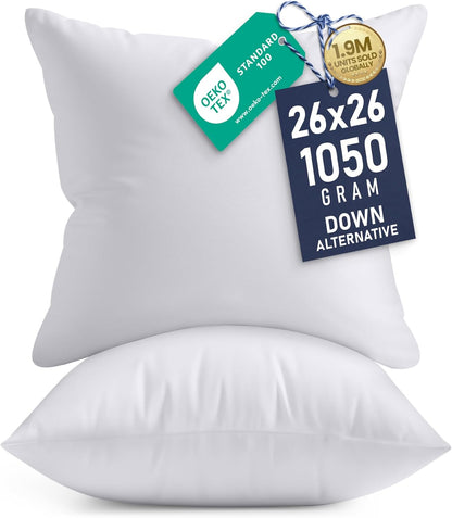 Utopia Bedding 18x18 Pillow Inserts, Set of 2, White – Indoor Decorative Throw Pillows for Bed, Sofa & Couch – Soft, Supportive & Fluffy Cushion Inserts
