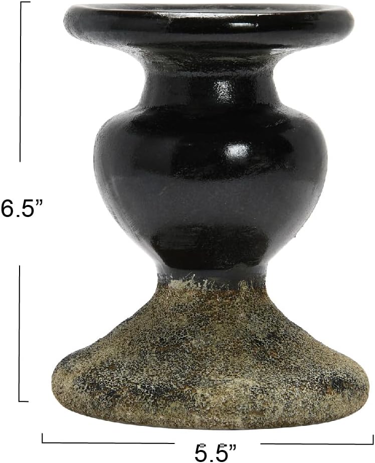 Creative Co-Op Small Distressed Blue Terracotta Pillar Candle Holder