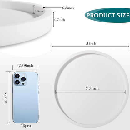 Silicone Bathroom Tray Round Vanity Tray Decorative Soap Holder Kitchen Countertop Organizer Coffee Table Decor for Candle, Perfume, Plant, 9 Inch, Black
