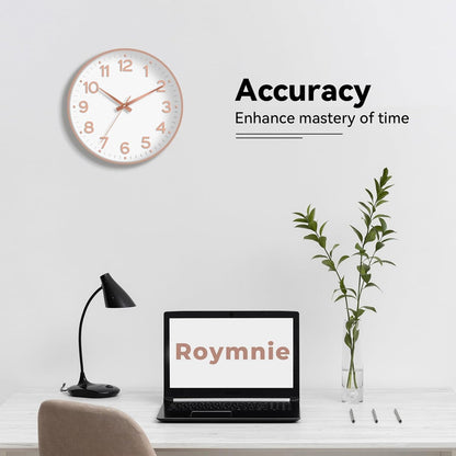 Roymnie Wall Clock Green, Silent Wall Clocks Battery Operated 8 Inch-Modern Non Ticking Analog Clock Decorative for Kitchen Office Bathroom Bedroom(Gold)