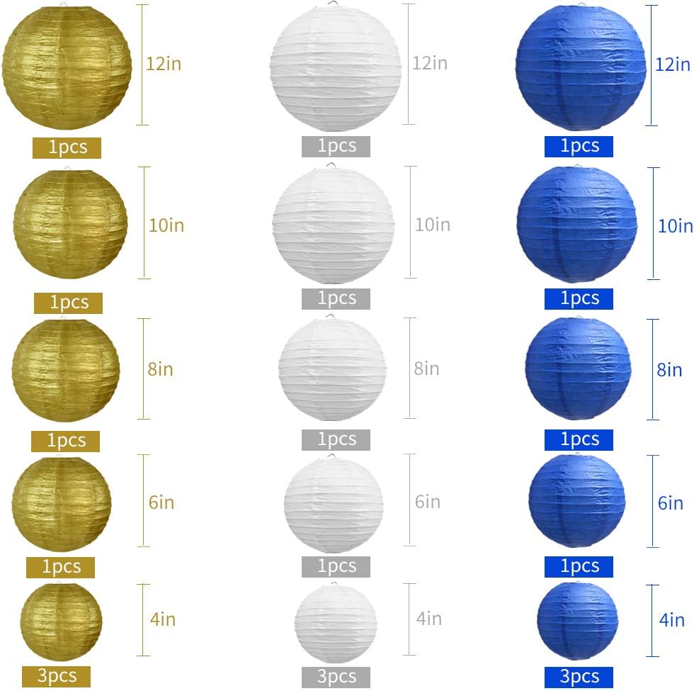 BEISHIDA 10Pcs White Paper Lanterns Decorative Chinese/Japanese Hanging Round Paper Lanterns Lamp for Birthday, Wedding, Christmas, Bridal, Home Decor, Party Decoration(Size of 4”, 6”, 8”, 10”)