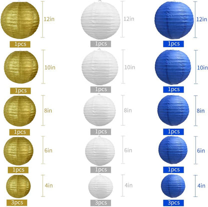 BEISHIDA 10Pcs White Paper Lanterns Decorative Chinese/Japanese Hanging Round Paper Lanterns Lamp for Birthday, Wedding, Christmas, Bridal, Home Decor, Party Decoration(Size of 4”, 6”, 8”, 10”)
