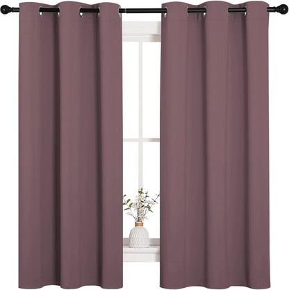 NICETOWN Halloween Pitch Black Solid Thermal Insulated Grommet Blackout Curtains/Drapes for Bedroom Window (2 Panels, 42 inches Wide by 63 inches Long, Black) - Colors E