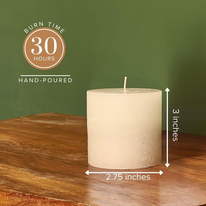 Simply Soson 3x6 inch Ivory Pillar Candles Set of 3, Rustic Texture, Unscented Ivory Candles, Dripless Candles, 3 inch Pillar Candles Ideal as Wedding, Parties, Spas, Dinner, Home Decoration, Church