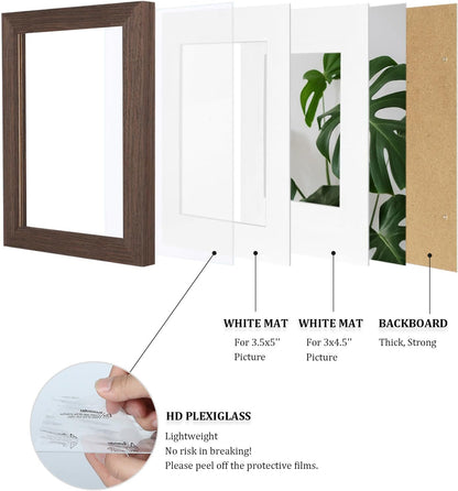 Egofine 8x10 Picture Frames Set of 4, Made of Solid Wood Covered by Plexiglass 4x6 and 5x7 with Mat or 8x10 without Mat, for Table Top Display and Wall Mounting Photo Frame Black