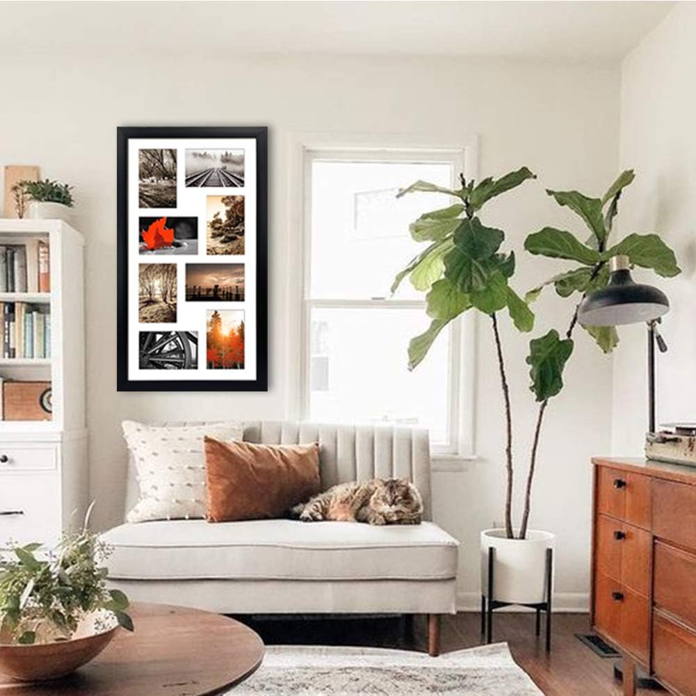QUTREY 20 Opening 4x6 Collage Picture Frame Set of 2, 18.1x41.3 inches Black Multiple Frames Display 4 by 6 inch Photos with Mat for Wall Hanging