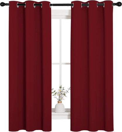 NICETOWN Halloween Pitch Black Solid Thermal Insulated Grommet Blackout Curtains/Drapes for Bedroom Window (2 Panels, 42 inches Wide by 63 inches Long, Black) - Colors A