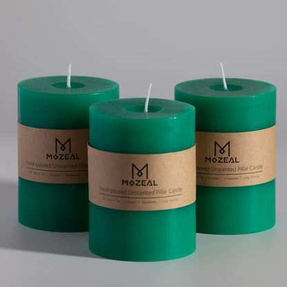 MOZEAL 3" x 4" Hand-Poured Unscented Candle,Dripless Pillar Candle Set of 3,Long Clean Burning,Approx 72 Hours Burn Time,Rustic Country Style,Wedding,Dinner,Christmas and Home Decor,White