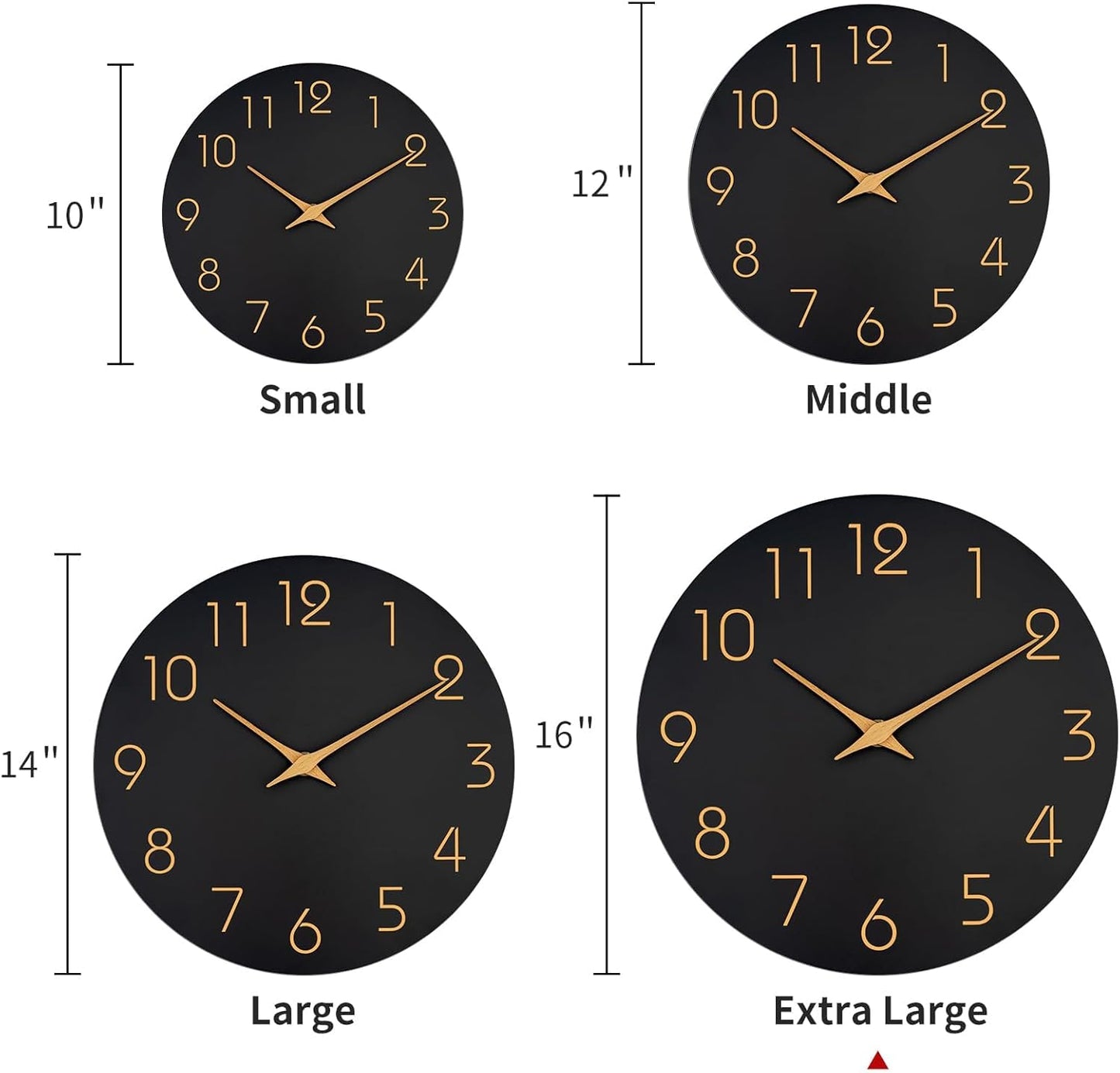 Mosewa Wall Clock 8 Inch Black Battery Operated Silent Non Ticking Simple Minimalist Rose Gold Numbers Decorative for Bedroom Living Room Kitchen Home Bathroom Office