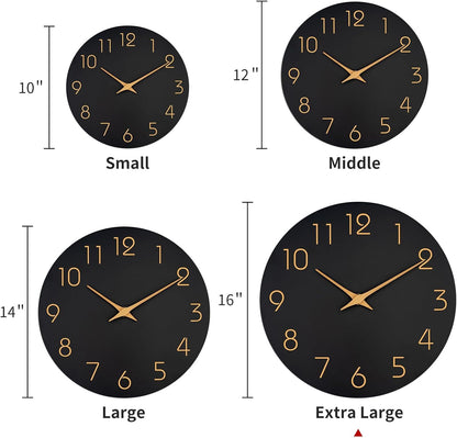 Mosewa Wall Clock 8 Inch Black Battery Operated Silent Non Ticking Simple Minimalist Rose Gold Numbers Decorative for Bedroom Living Room Kitchen Home Bathroom Office