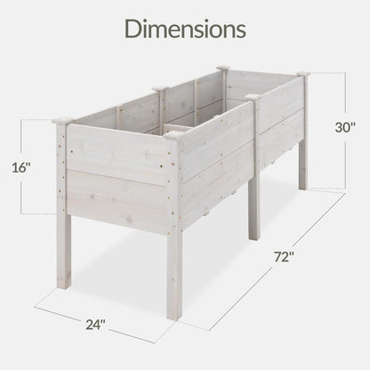 Best Choice Products 72x24x30in Raised Garden Bed, Elevated Wood Planter Box Stand for Backyard, Patio, Balcony w/Divider Panel, 6 Legs, 300lb Capacity - Natural