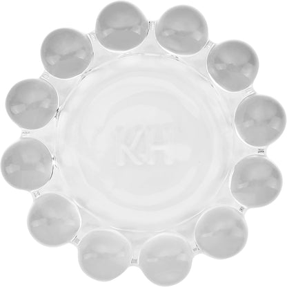 khtumeware Chic Smoky Bubble Glass Candle Dish – Modern Clear Glass Candle Holder for Tealights & Diffusers, Decorative Tray for Home & Tabletop Decor（1 Pack）