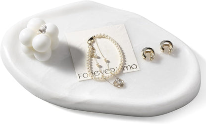 Koville Luxurious Natural Marble Vanity Tray, Cloud Shape Serving Stone Key Tray for Home Decor, 10" x 7" Marble Storage Trays for Bathroom, Stone Plate Holder for Perfume, Candle and Jewelry