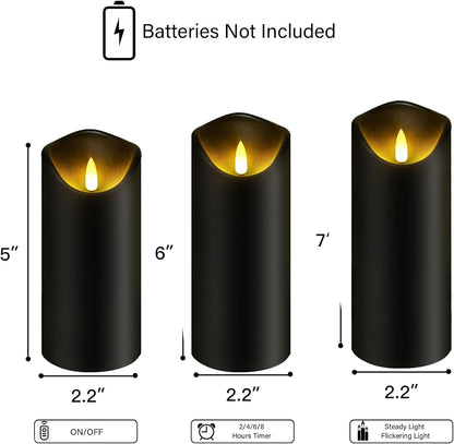 kakoya Flickering Flameless Candles Battery Operated with Remote and 2/4/6/8 H Timer Acrylic Led Pillar Candles Pack of 9 (appr D2.3"xH5.5"6.5"7.5")with Realistic 3D Wick Candles for Home Decor(White)