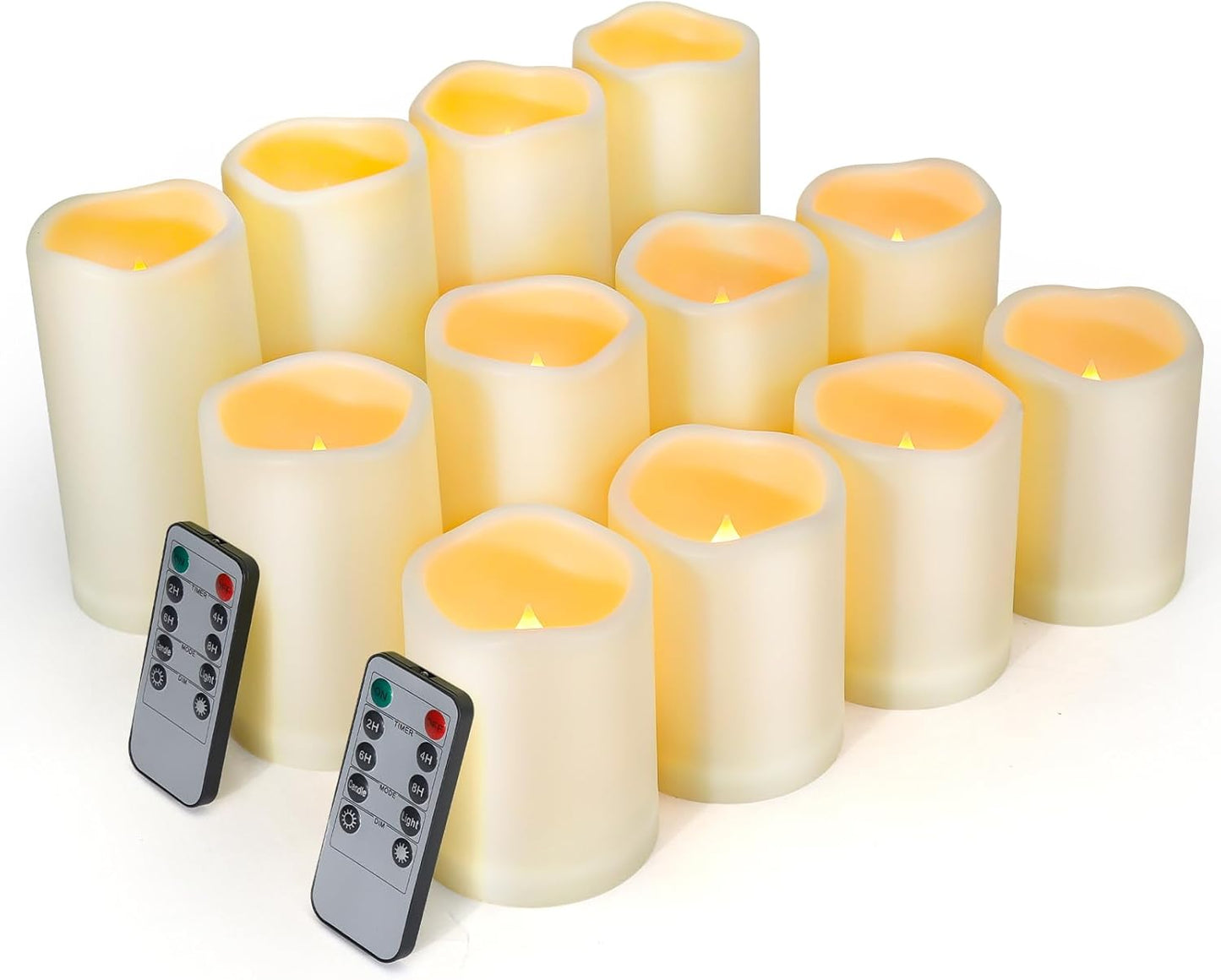 Enido Flameless Candles, Color Changing LED Candles(D: 3" x H: 4" 5" 6") Battery Operated Outdoor Waterpoof Candles Plastic Pack of 9 Flameless Pillar Candles