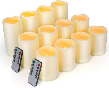 Enido Flameless Candles, Color Changing LED Candles(D: 3" x H: 4" 5" 6") Battery Operated Outdoor Waterpoof Candles Plastic Pack of 9 Flameless Pillar Candles
