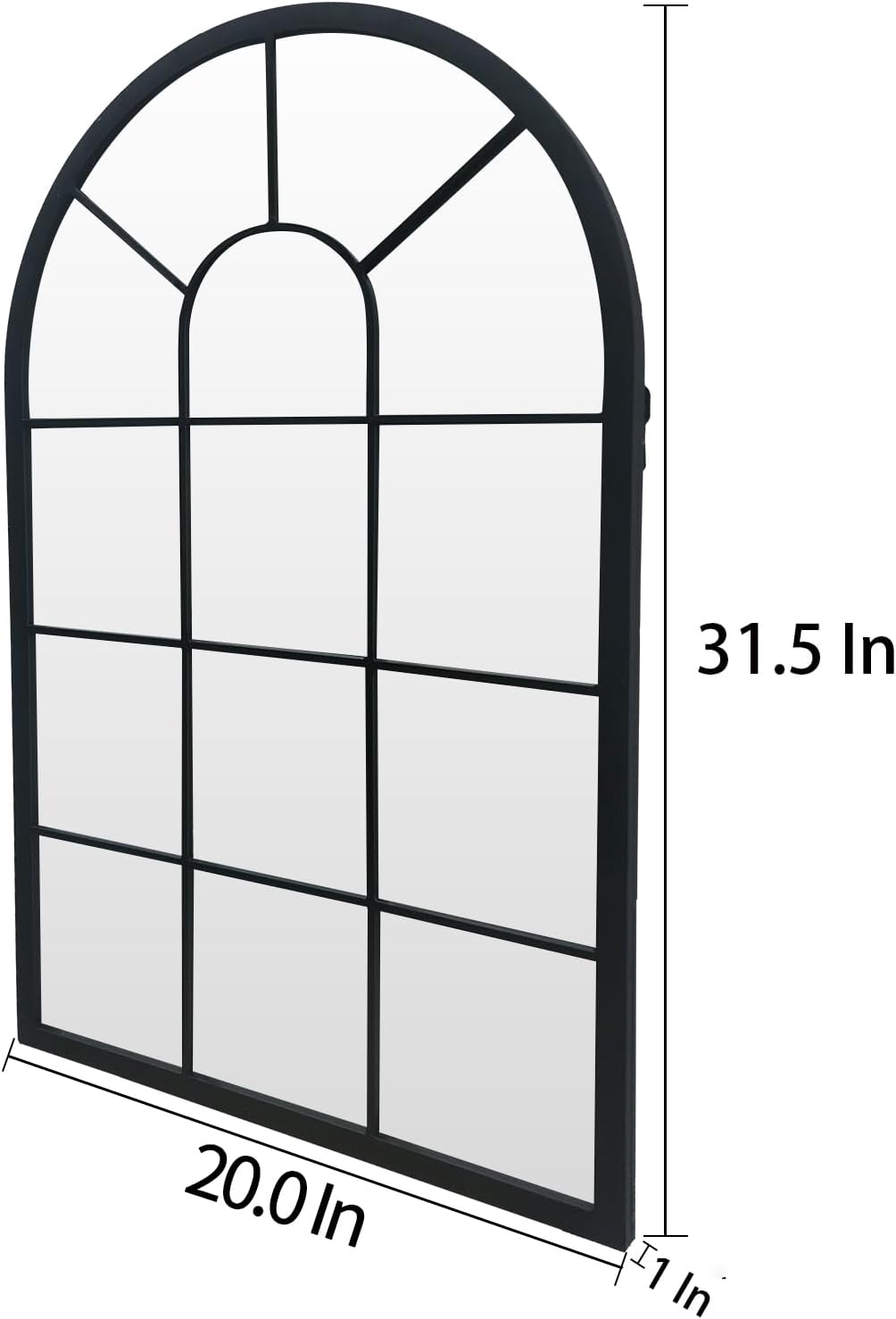 HQiJun Black Arched Window Mirror, Farmhouse Decorative Wall Mirrors for Living Room, Bedroom, Entryway, Bathroom Vanity, Fireplace Mantel, Window Pane Mirror Wall Decor (Black, 31.5 x 20 x1)