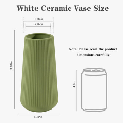 White Ceramic Vase, GUKJOB Small Cute Flower Vase for Pampas Grass, Home, Living Room, Dining Table, Farmhouse, Office Decor, Bedroom, Table, and Kitchen Shelf (White)