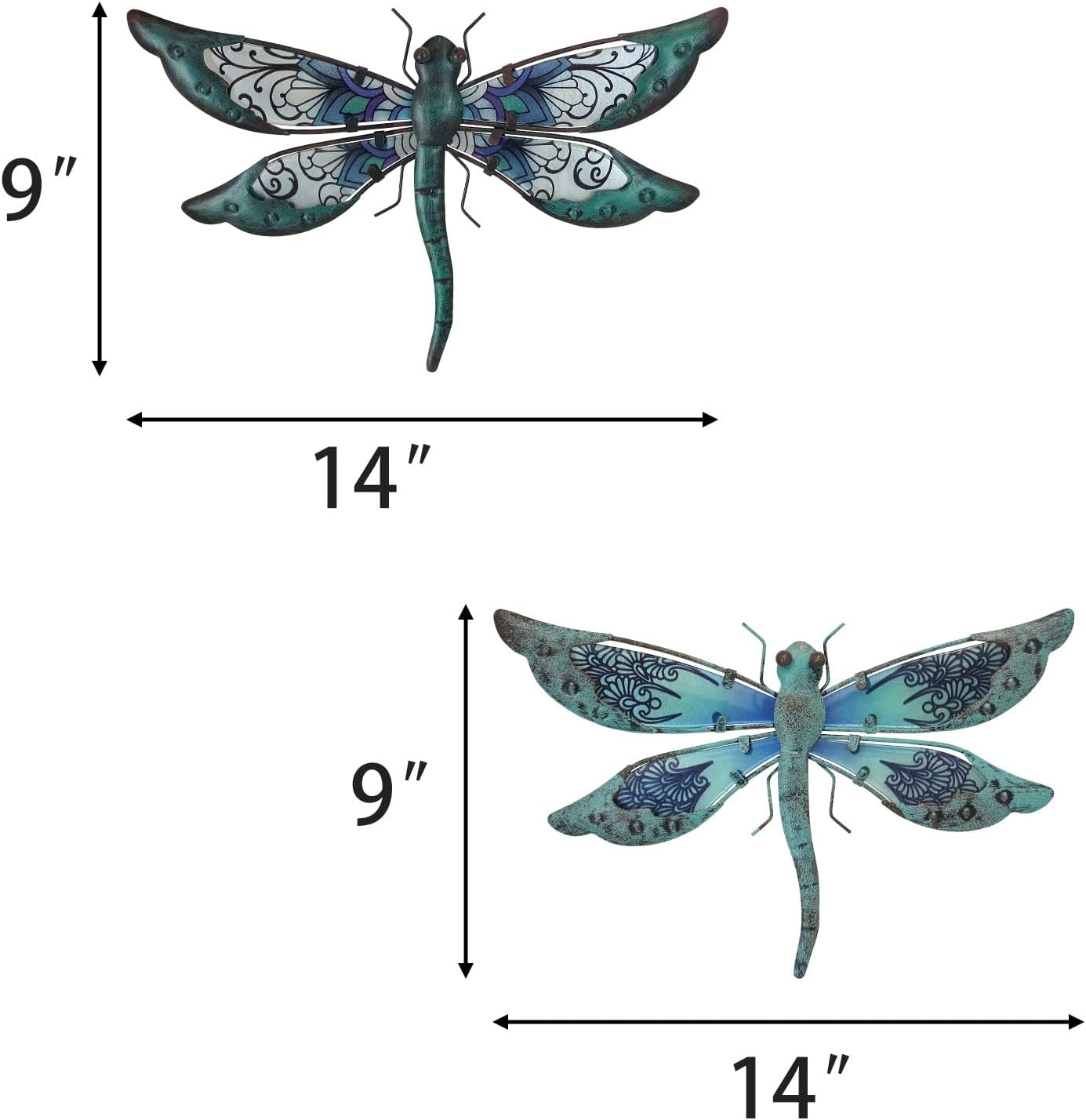 LIFFY Metal Dragonfly Wall Decor Handmade - Outdoor Metal Wall Art Decor for Patio Garden Fence Living Room, Bedroom, Dragonfly Gifts