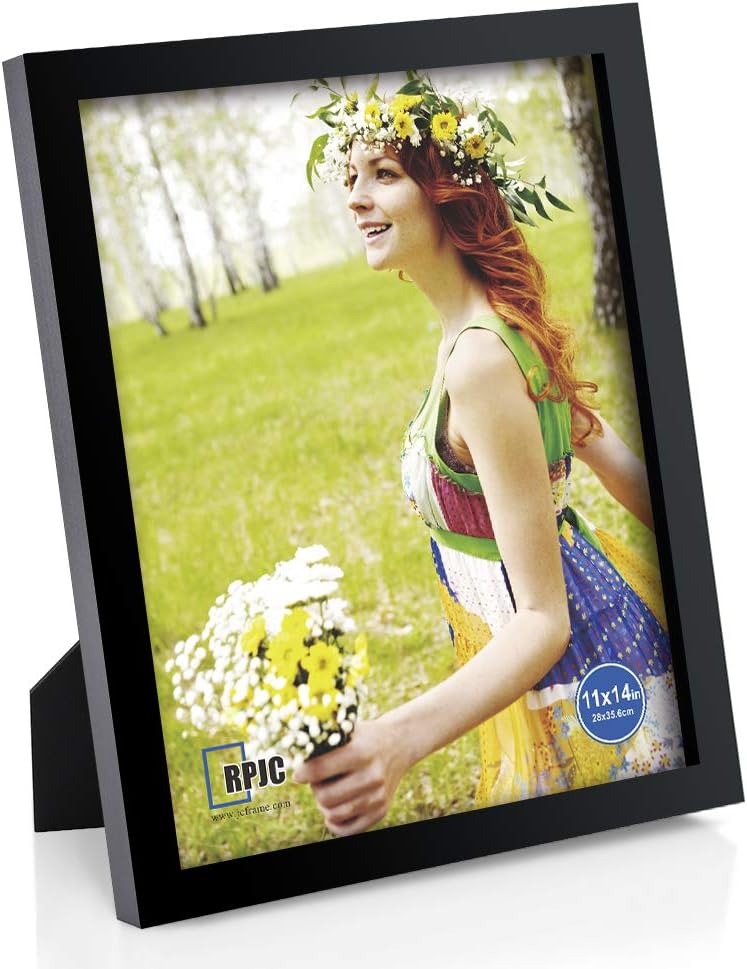 RPJC 5x7 Picture Frames Made of Solid Wood High Definition Glass for Table Top Display and Wall Mounting Photo Frame Black