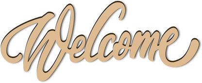 CREATCABIN Welcome Sign Welcome Wood Cutout Wooden Wall Decor Letters Laser Cut Art Unfinished Rustic Decorative DIY for Front Door Home Gallery Porch Coffee Bar Wreath Gift 11.8 x 2.4 Inch