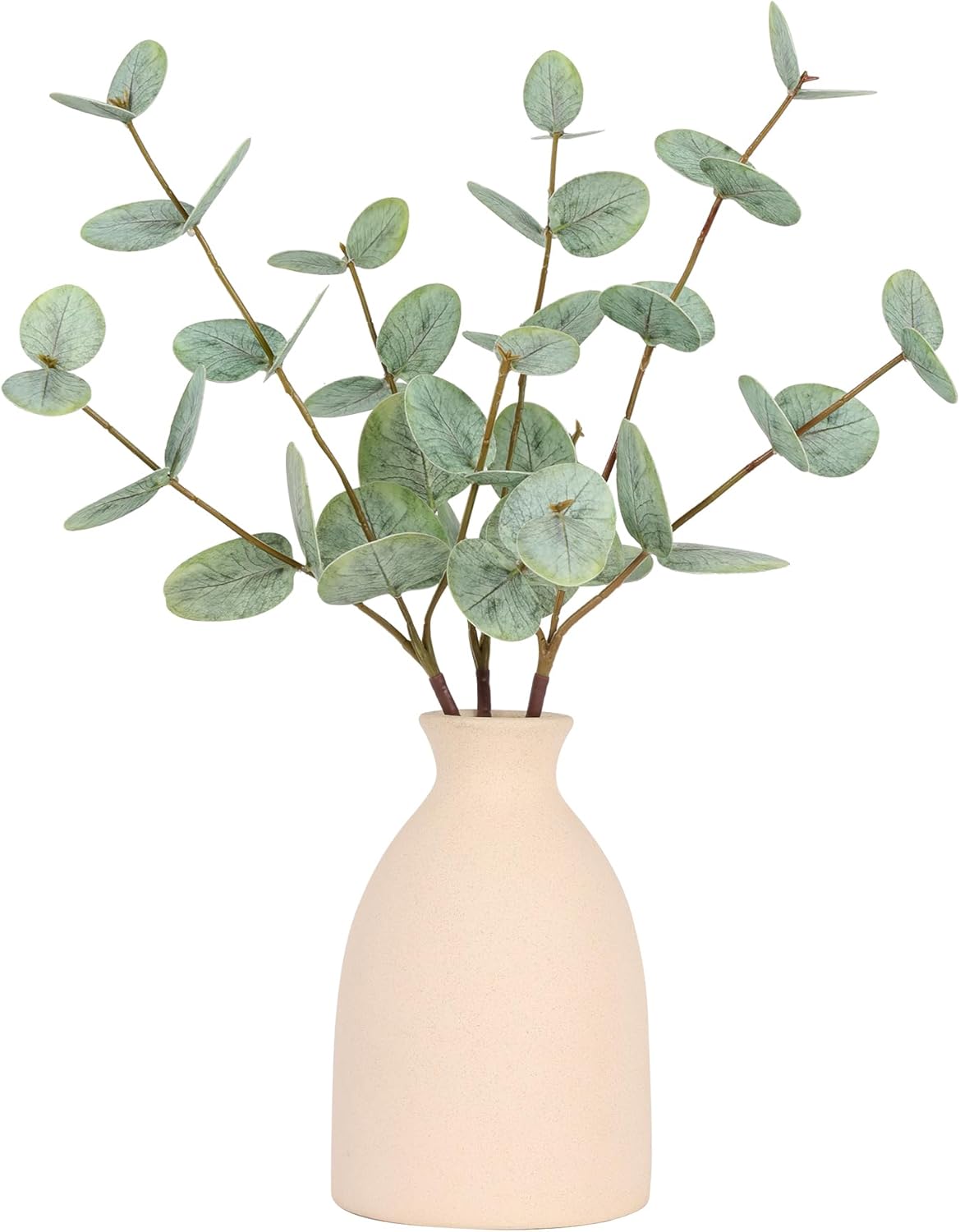 6pcs Real Touch Artificial Faux Eucalyptus Stems Dual-Sided Lifelike Leaves Fake Eucalyptus Greenery Plants for Wedding Flower Arrangement Centerpiece Bouquet Home Office Decor(Gray Green)