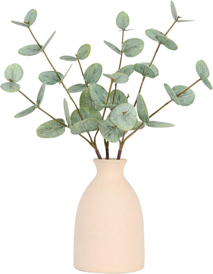 6pcs Real Touch Artificial Faux Eucalyptus Stems Dual-Sided Lifelike Leaves Fake Eucalyptus Greenery Plants for Wedding Flower Arrangement Centerpiece Bouquet Home Office Decor(Gray Green)