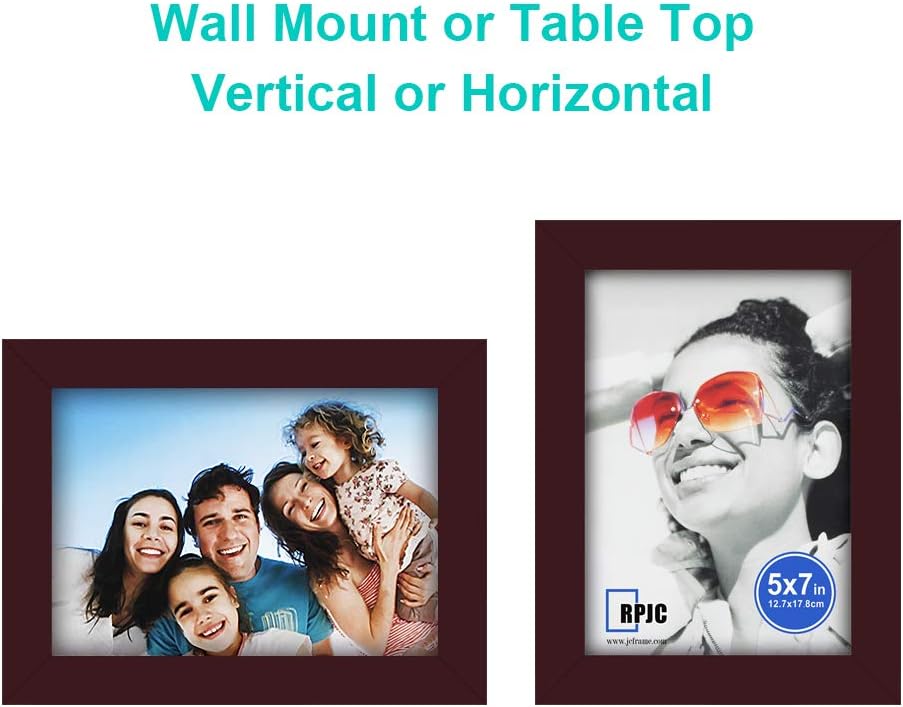 RPJC 5x7 Picture Frames Made of Solid Wood High Definition Glass for Table Top Display and Wall Mounting Photo Frame Black