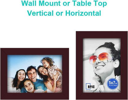RPJC 5x7 Picture Frames Made of Solid Wood High Definition Glass for Table Top Display and Wall Mounting Photo Frame Black