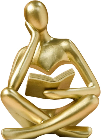 Jinkoozz Reading Women Statue, Thinker Sculptures, Abstract Art Ornament, Modern Aesthetic Figurine Decoration, Suitable for Home Living Room Bedroom Office Shelf Table Desk Bookshelf Decor