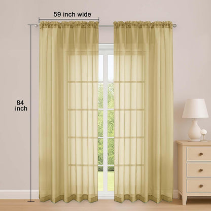 OWENIE Sheer Curtains 84 inches Long 2 Panels Set for Living Room/Bedroom, Rod Pocket Voile Sheer Panel Drapes, White, 2pcs, Each 42" W x 84" L - Colors B