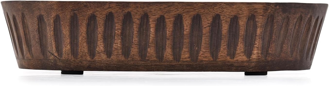 Samhita Mango Wood Decorative Bowls for Home Décor, Decorative Long Wooden Bowl for Table Centerpiece (10" x 6" x 2")