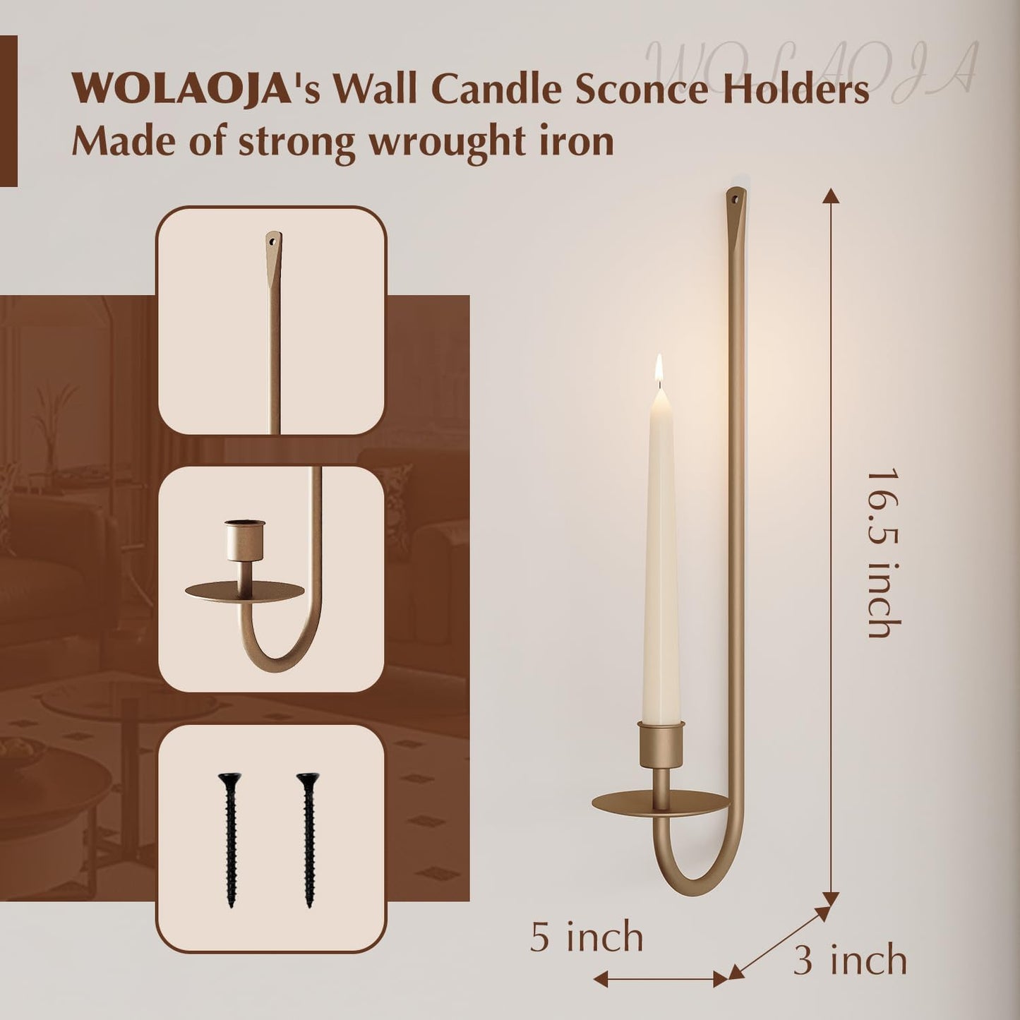 Metal Wall Candle Sconce Holder Set of 2 Wall Mount Candle Holder Pillar Holder Black Modern Wall Candle Sconces Hanging for Living Room Farmhouse Fireplace Wedding