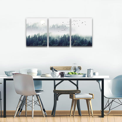 MHARTK66 Wall Art for Living Room Modern Wall Decor for Bedroom Office Decor Abstract Mountain Forest Landscapes Ink Painting 3 Piece Framed Canvas Art Prints Ready to Hang Wall Pictures Home Decor