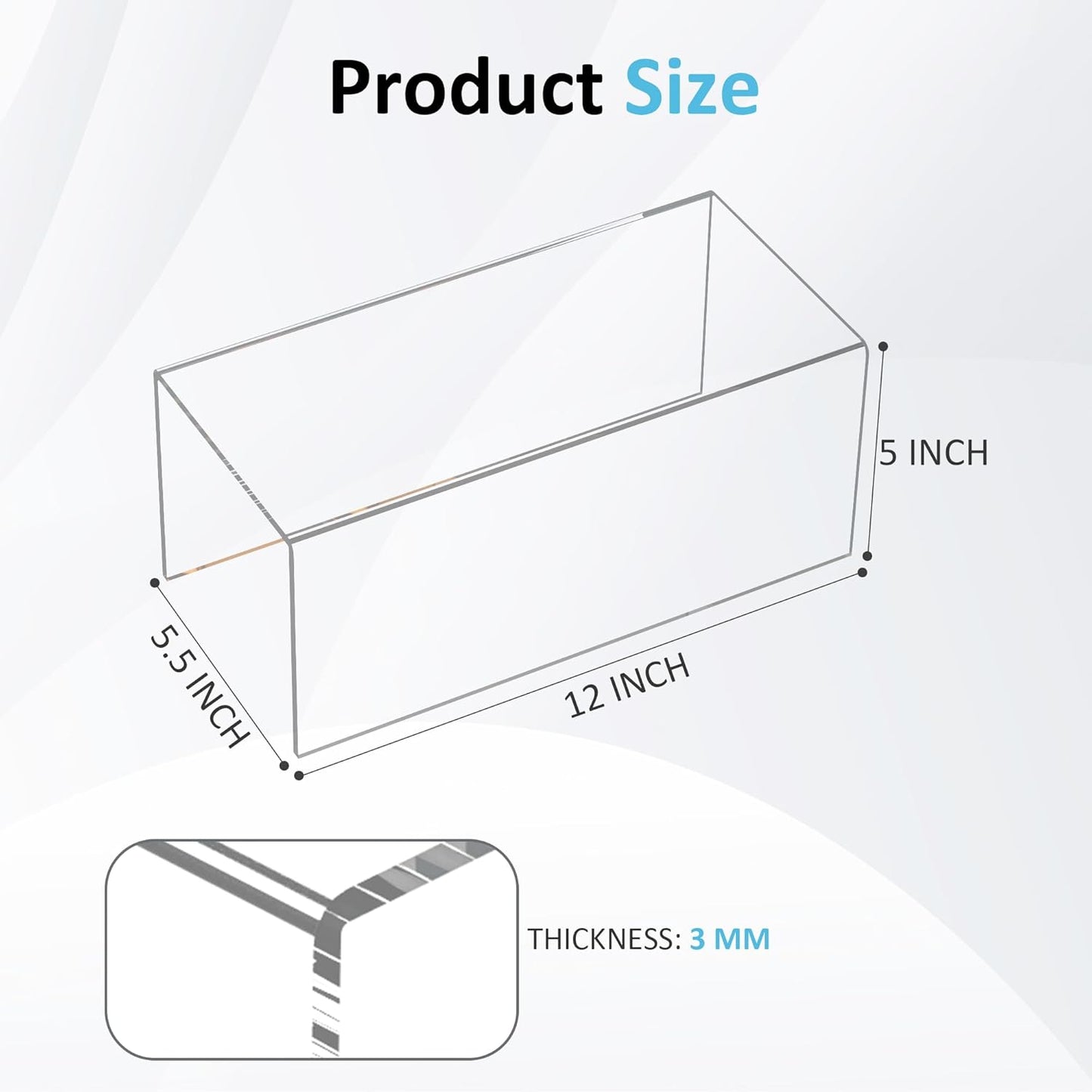 Sezanrpt Acrylic Shelf Riser 12x4.7x3 pack of 2, Desktop Rectangular Acrylic Tray Pedestal Stand for Funko Pop Figure, Bags, 12x4.7x3 Inch