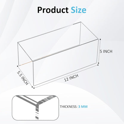 Sezanrpt Acrylic Shelf Riser 12x4.7x3 pack of 2, Desktop Rectangular Acrylic Tray Pedestal Stand for Funko Pop Figure, Bags, 12x4.7x3 Inch